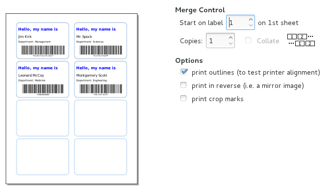 Print Document Merge Controls