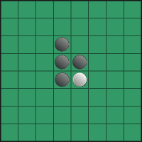 Example first move: Dark plays D3, capturing D4 thanks to D5.