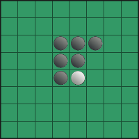 Dark turns multiple rows: playing F3, it captures both E3 due to D3 and E4 due to D5.