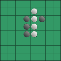 Light turns a row of two pieces: playing E2, it turns E3 and E4 thanks to E5