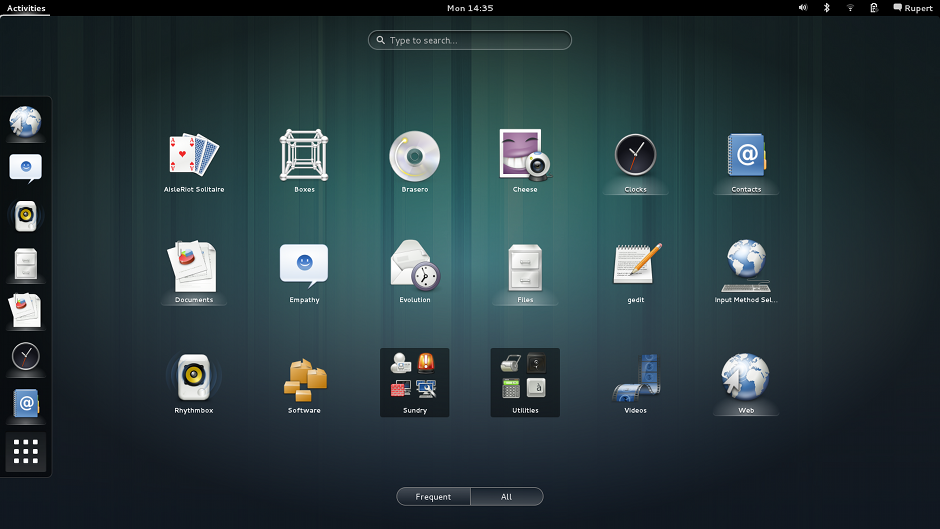 GNOME 3.8 application Launcher View
