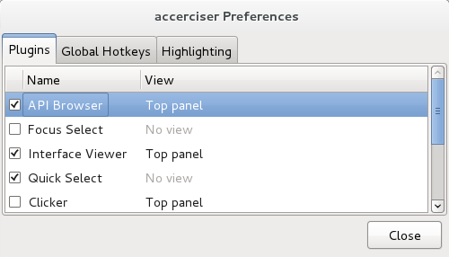  
       Accerciser allows you to adjust your plugins' preferences.
      