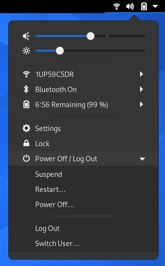 GNOME system menu