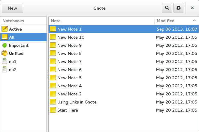 The Gnote main window.